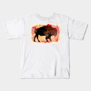 Bison On Red Kids T-Shirt